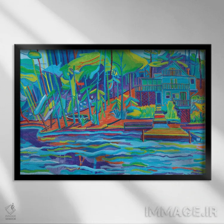 تابلو کلبه دامنه تپه اثر دبرا برتون رابینسون - نمای قابدار مشکی