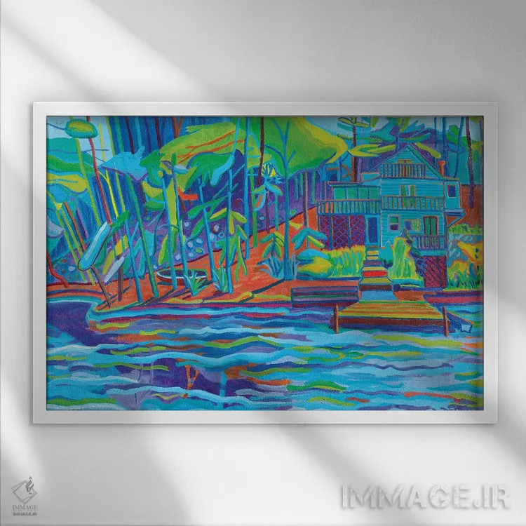 تابلو کلبه دامنه تپه اثر دبرا برتون رابینسون - نمای قابدار سفید