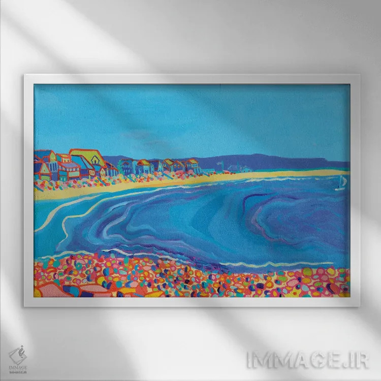 تابلو ساحل اثر دبرا برتون رابینسون - نمای قابدار سفید