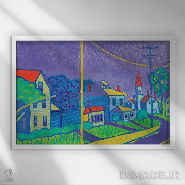 تابلو عصر در خیابان الم اثر دبرا برتون رابینسون - نمای قابدار سفید