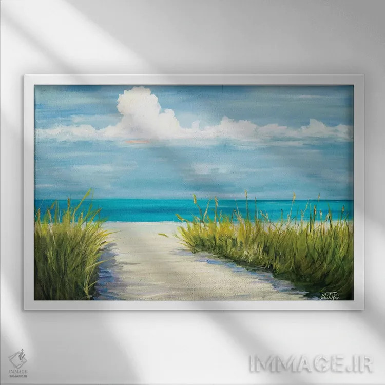 تابلو منظره ساحلی I اثر جولی دریسه - نمای قابدار سفید