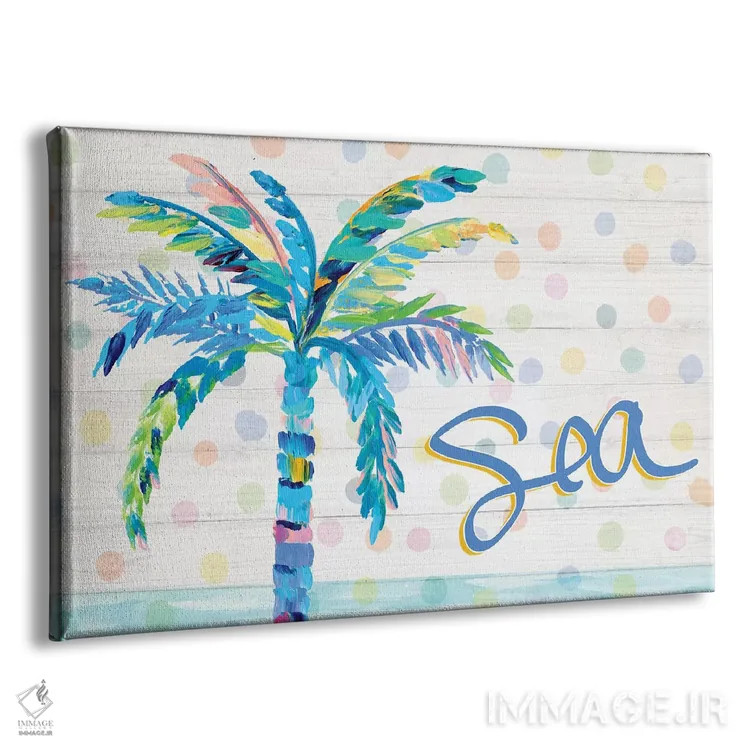 تابلو درخت نخل نزدیک دریا اثر جولی دریسه - نمای پرسپکتیو محصول