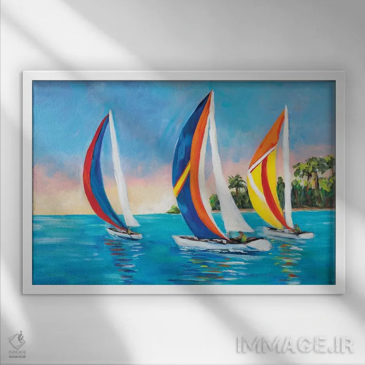 تابلو بادبانهای صبحگاهی I اثر جولی دریسه - نمای قابدار سفید