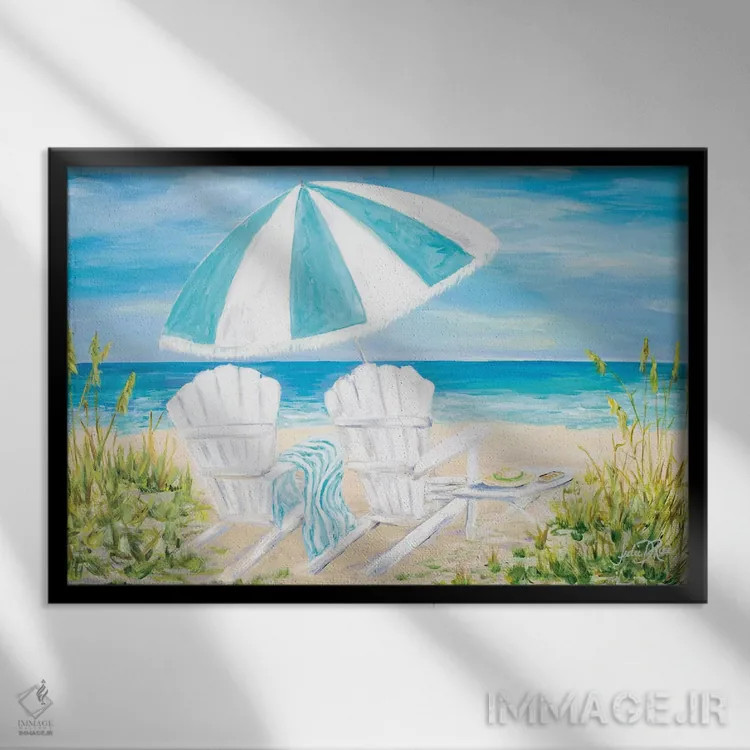 تابلو چتر ساحلی اثر جولی دریسه - نمای قابدار مشکی