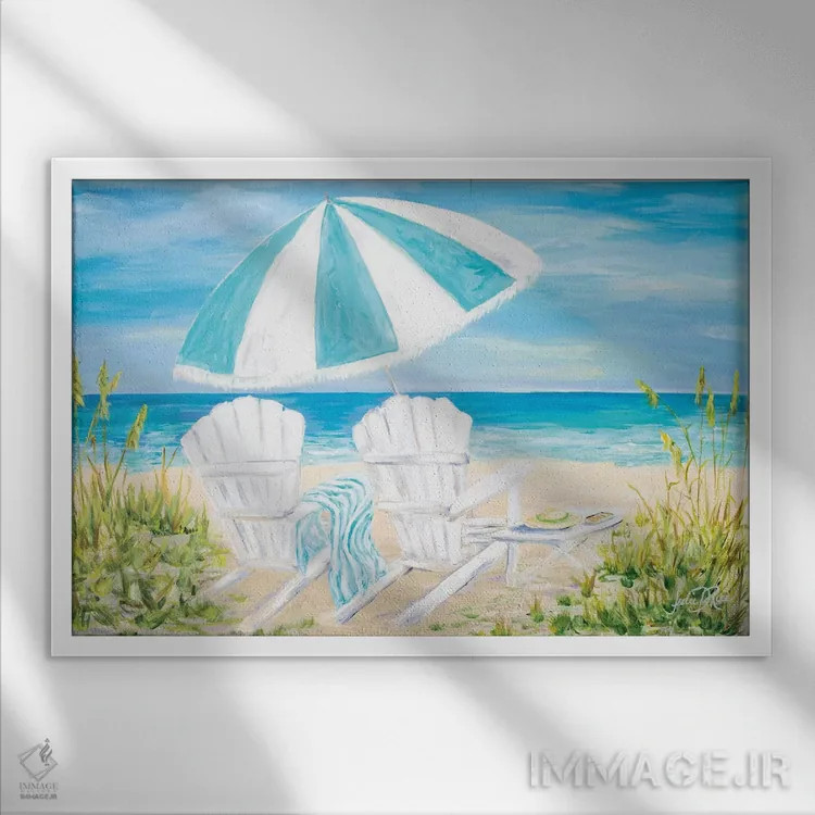 تابلو چتر ساحلی اثر جولی دریسه - نمای قابدار سفید