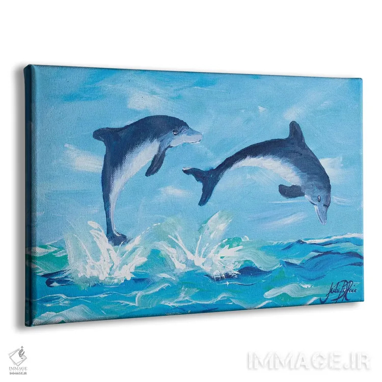 تابلو دلفینهای اوجگیرنده II اثر جولی دریسه - نمای پرسپکتیو محصول