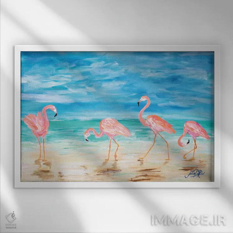 تابلو ساحل فلامینگو اثر جولی دریسه - نمای قابدار سفید