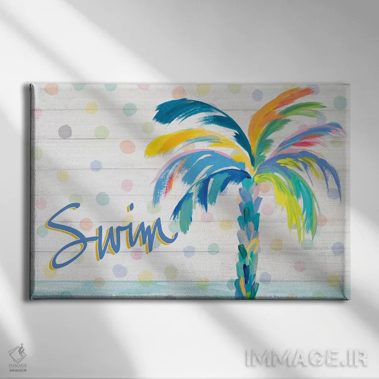 تابلو شنا نزدیک نخل اثر جولی دریسه - نمای روبهرو روی دیوار