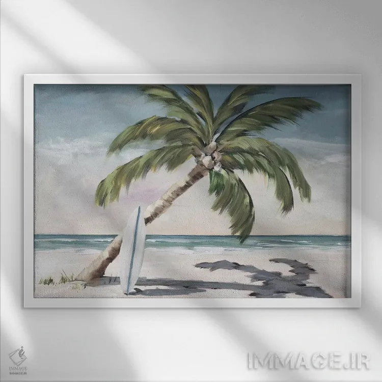 تابلو بهشت موجسواری اثر جولی دریسه - نمای قابدار سفید