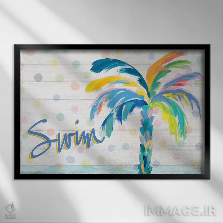 تابلو شنا نزدیک نخل اثر جولی دریسه - نمای قابدار مشکی