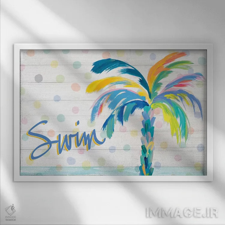 تابلو شنا نزدیک نخل اثر جولی دریسه - نمای قابدار سفید
