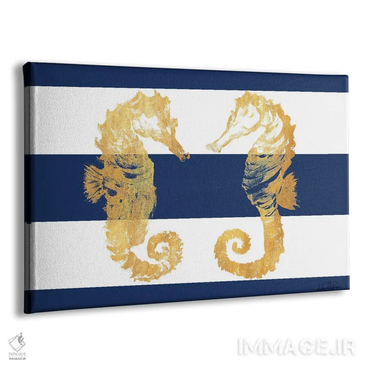 تابلو اسبهای دریایی طلایی روی نوارها اثر جولی دریسه - نمای پرسپکتیو محصول