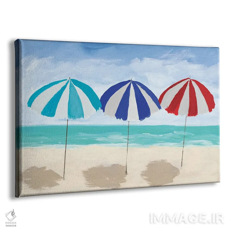 تابلو سهتایی چتر ساحلی اثر جولی دریسه - نمای پرسپکتیو محصول