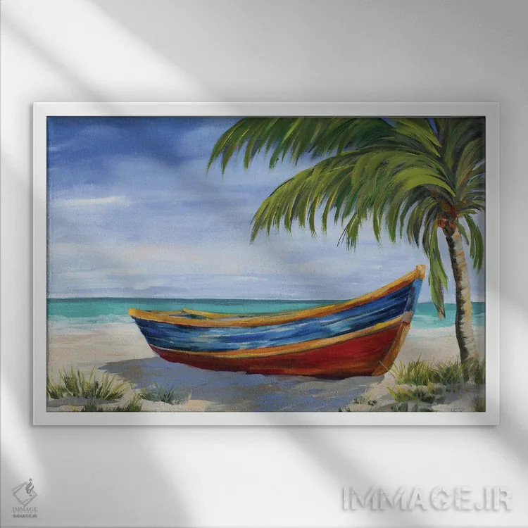 تابلو پای به ساحل گذاشتن اثر جولی دریسه - نمای قابدار سفید