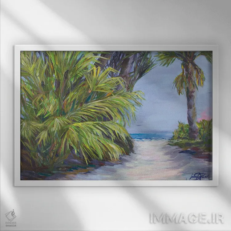 تابلو مسیر ساحلی اثر جولی دریسه - نمای قابدار سفید