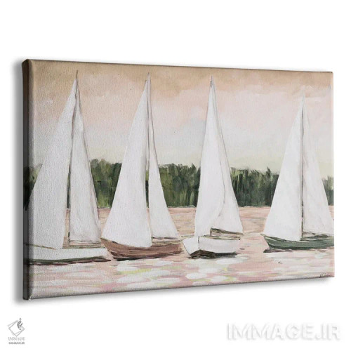 تابلو بادبانهای سفید در غروب اثر جولی دریسه - نمای پرسپکتیو محصول