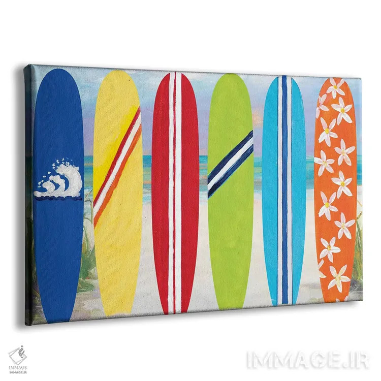 تابلو تختههای موجسواری در ساحل اثر جولی دریسه - نمای پرسپکتیو محصول