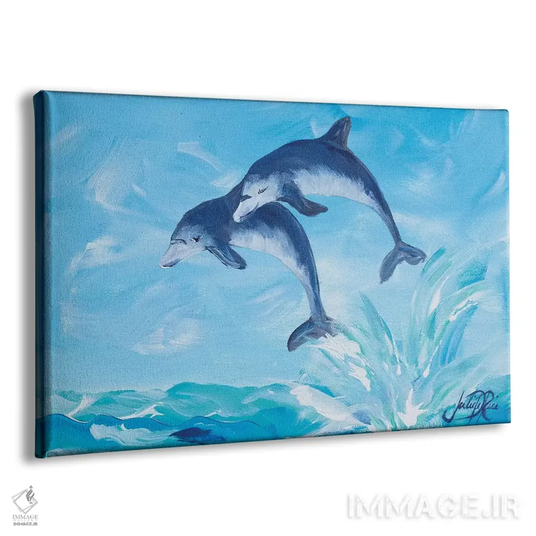 تابلو دلفینهای در حال پرش I اثر جولی دریسه - نمای پرسپکتیو محصول