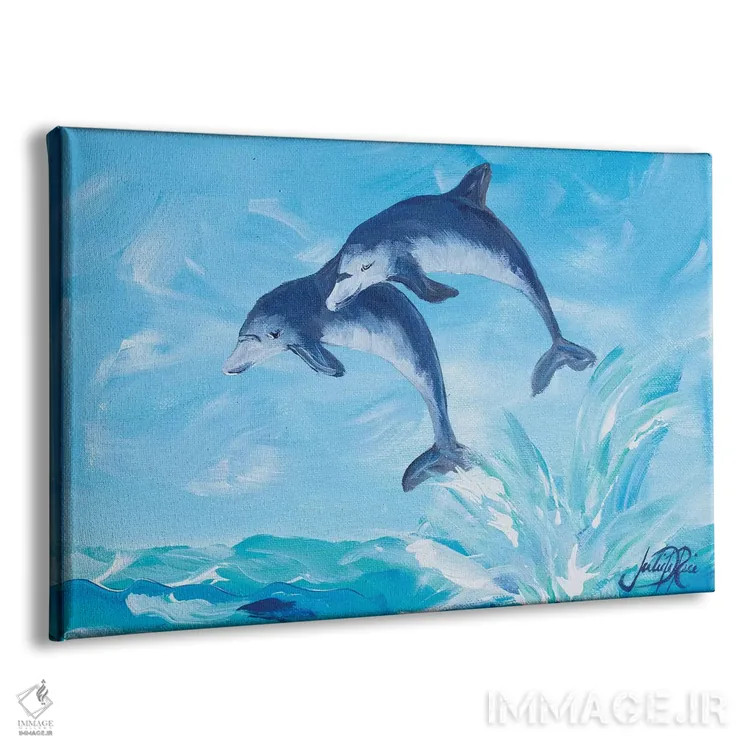 تابلو دلفینهای در حال پرش I اثر جولی دریسه - نمای پرسپکتیو محصول