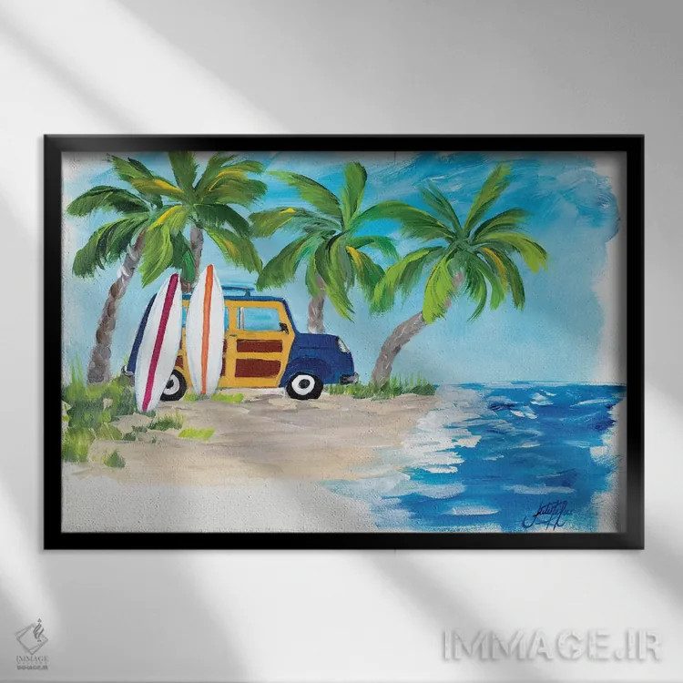 تابلو تعطیلات استوایی II اثر جولی دریسه - نمای قابدار مشکی