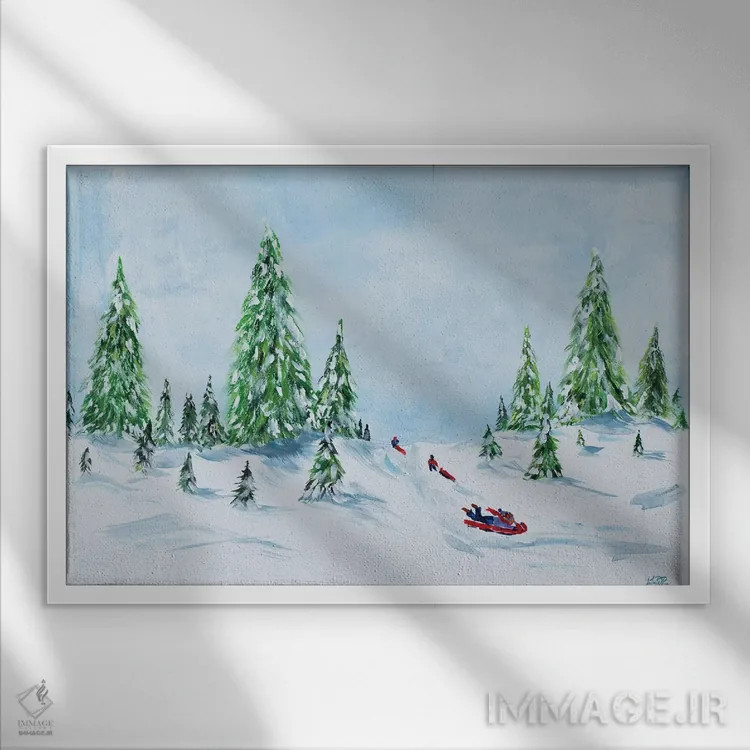 تابلو تفریح زمستانی II اثر جولی دریسه - نمای قابدار سفید