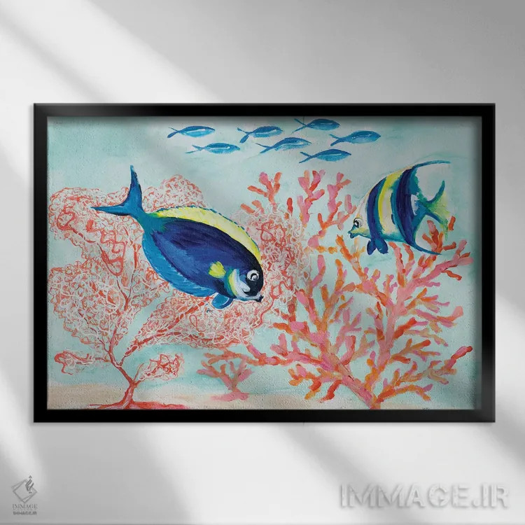 تابلو صخره مرجانی I اثر جولی دریسه - نمای قابدار مشکی