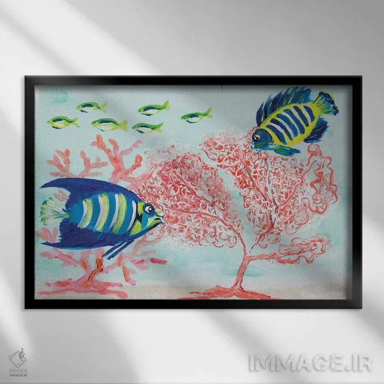 تابلو صخره مرجانی II اثر جولی دریسه - نمای قابدار مشکی