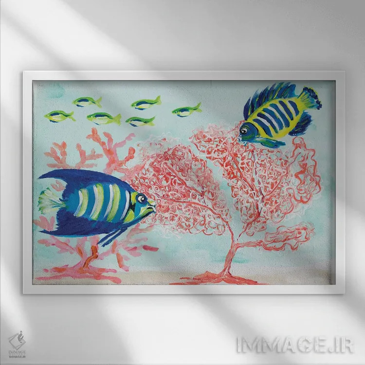 تابلو صخره مرجانی II اثر جولی دریسه - نمای قابدار سفید