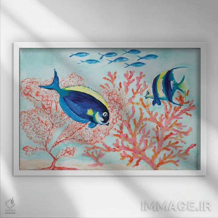 تابلو صخره مرجانی I اثر جولی دریسه - نمای قابدار سفید