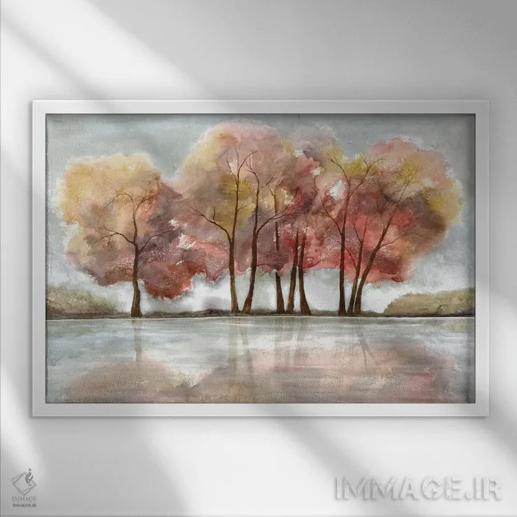 تابلو جنگل کنار دریاچه اثر دوریس شَرِست - نمای قابدار سفید