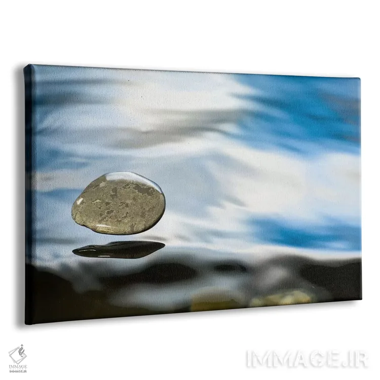 تابلو سنگ معلق درست قبل از برخورد به سطح آب اثر مایکل دورهام - نمای پرسپکتیو محصول
