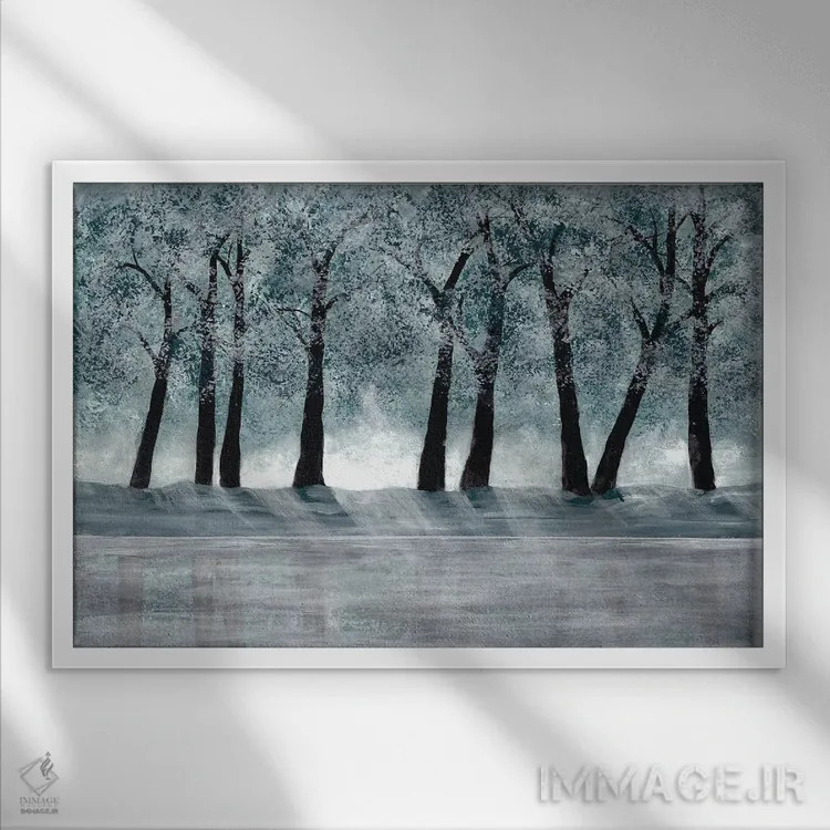 تابلو جنگل آبی اثر دوریس شَرِست - نمای قابدار سفید