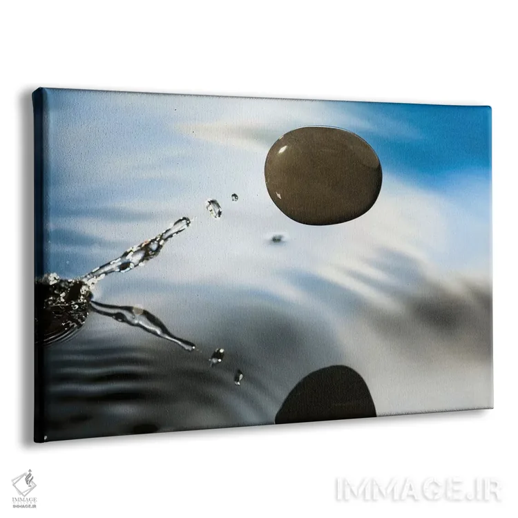 تابلو سنگی که روی سطح آب میپرد اثر مایکل دورهام - نمای پرسپکتیو محصول