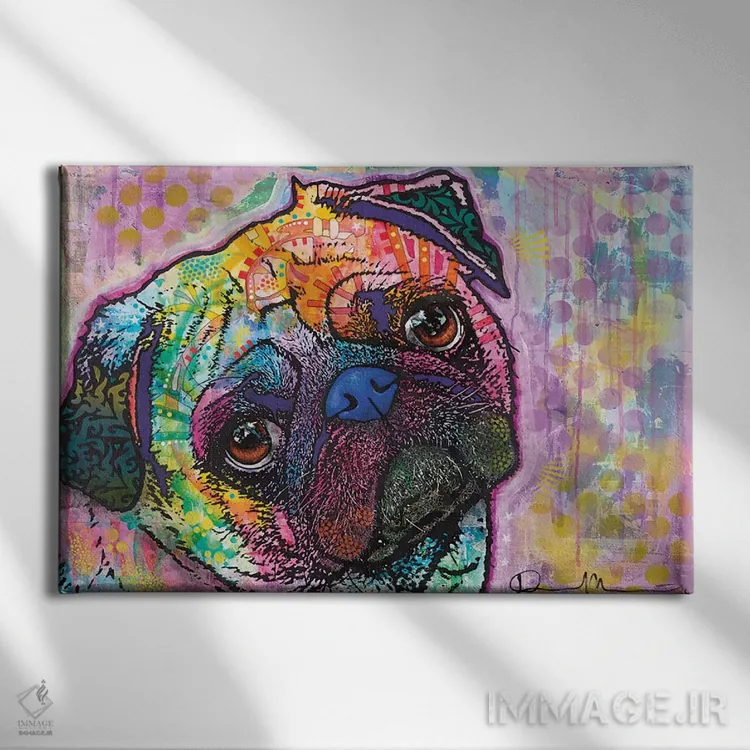 تابلو عشق پاگ (سگ پاگ) اثر باور روسو - نمای روبهرو روی دیوار