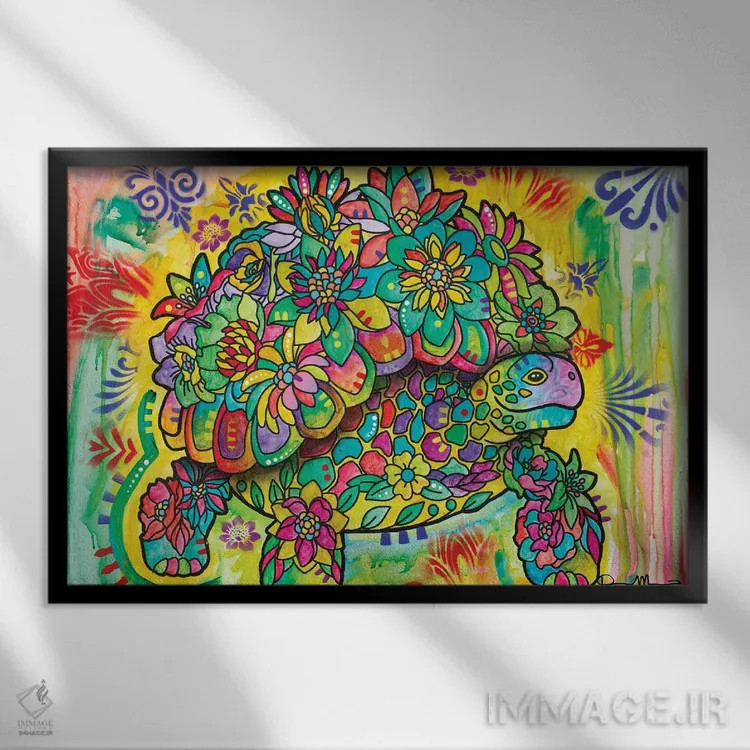 تابلو لاکپشت زمینی اثر باور روسو - نمای قابدار مشکی