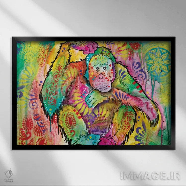 تابلو اورانگوتان اثر باور روسو - نمای قابدار مشکی