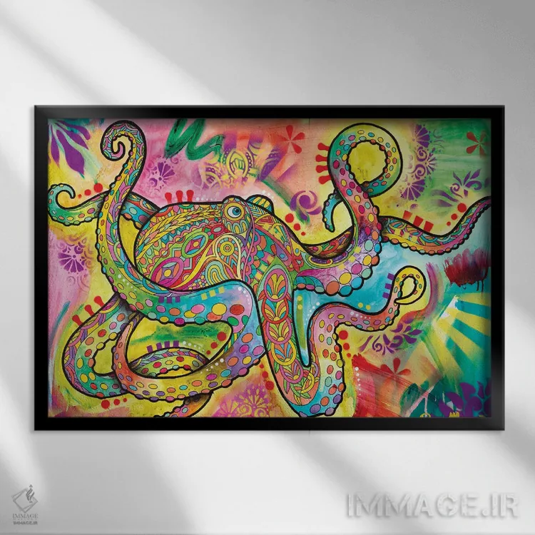 تابلو اختاپوس معنوی اثر باور روسو - نمای قابدار مشکی