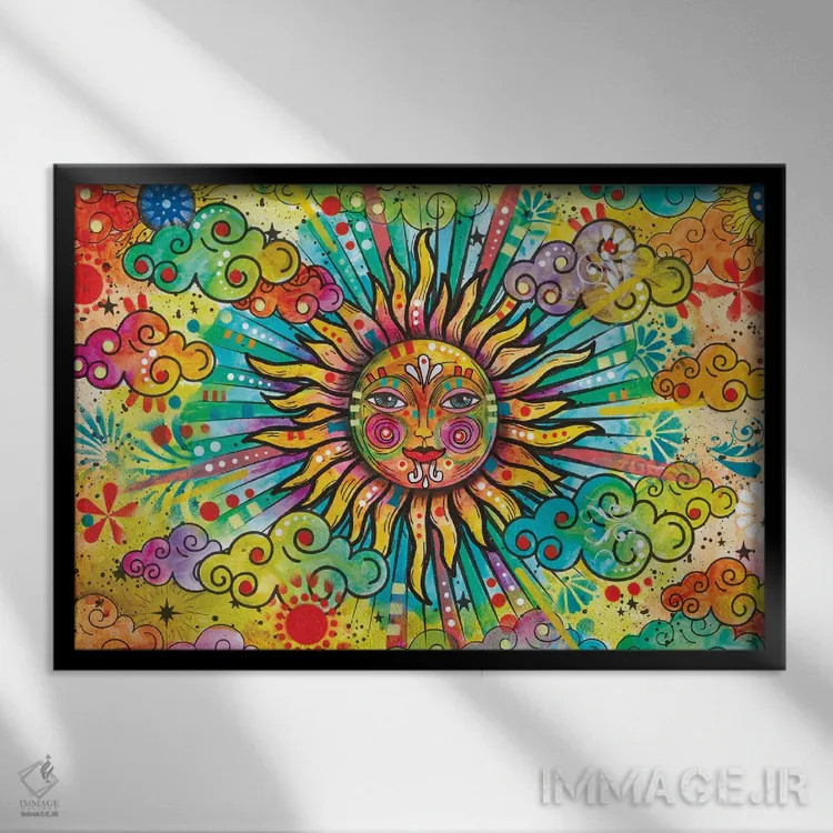 تابلو خورشید ۲ اثر باور روسو - نمای قابدار مشکی