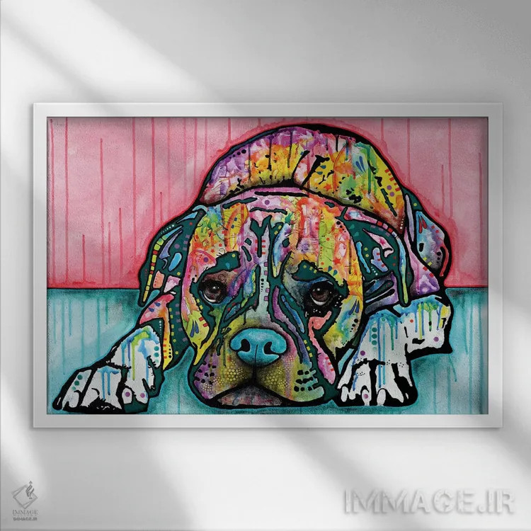 تابلو بوکسر درازکش اثر باور روسو - نمای قابدار سفید