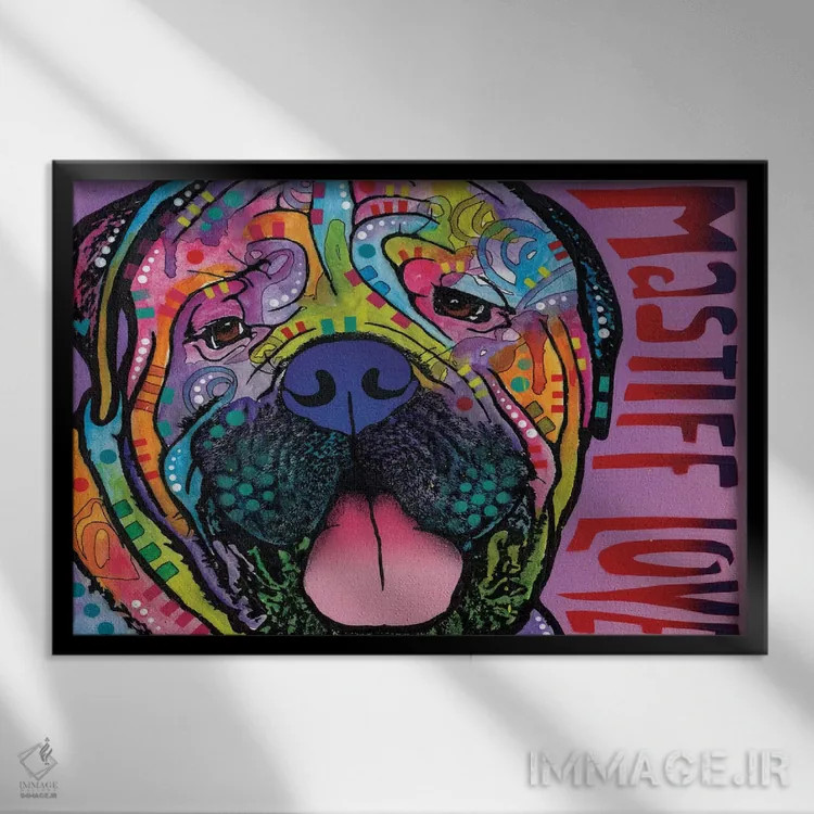 تابلو عشق ماستیف اثر باور روسو - نمای قابدار مشکی