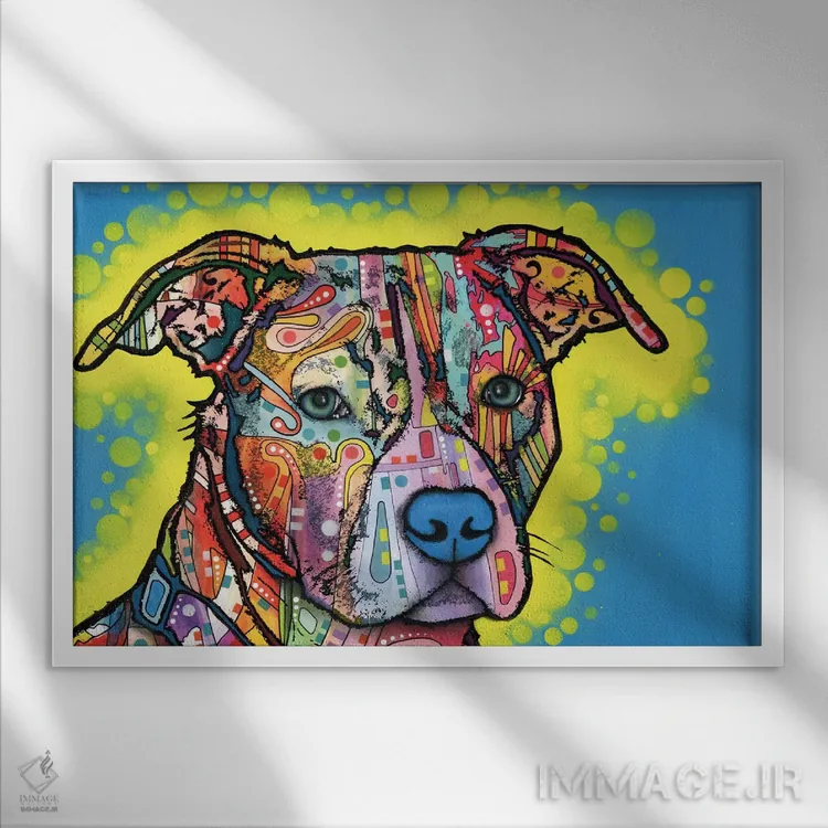 تابلو پیت بول نقاشیشده اثر باور روسو - نمای قابدار سفید