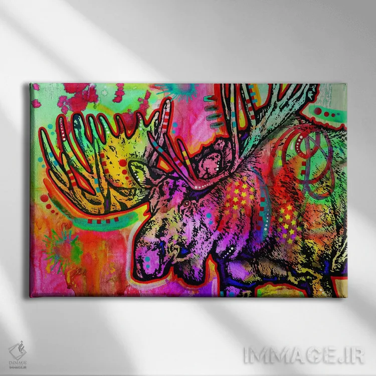 تابلو گوزن شمالی (موس) اثر باور روسو - نمای روبهرو روی دیوار