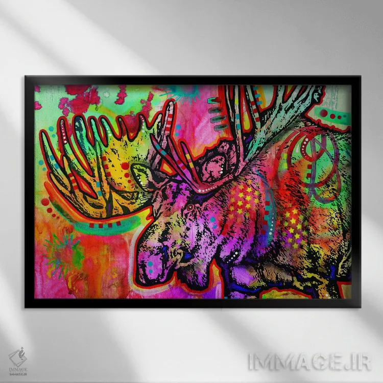 تابلو گوزن شمالی (موس) اثر باور روسو - نمای قابدار مشکی