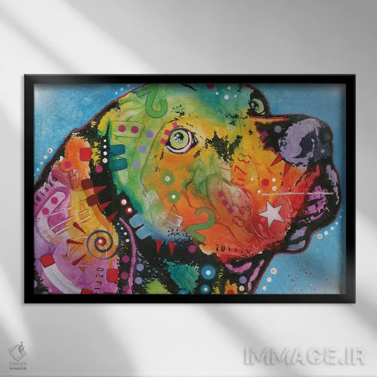 تابلو رتریور (نژاد سگ) اثر باور روسو - نمای قابدار مشکی