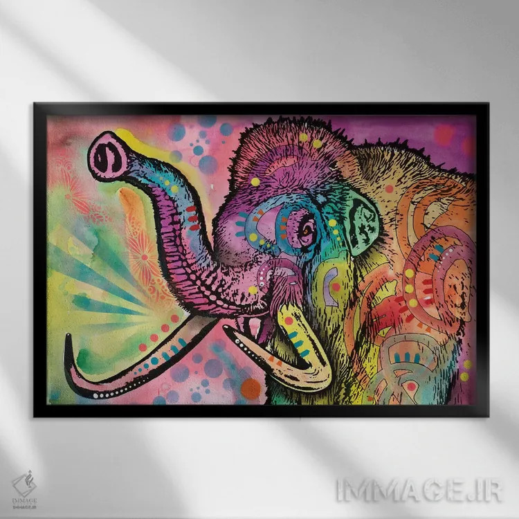 تابلو ماموت پشمالو اثر باور روسو - نمای قابدار مشکی