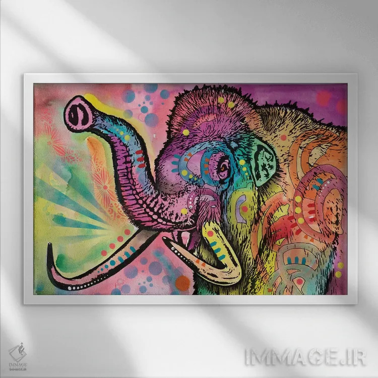 تابلو ماموت پشمالو اثر باور روسو - نمای قابدار سفید