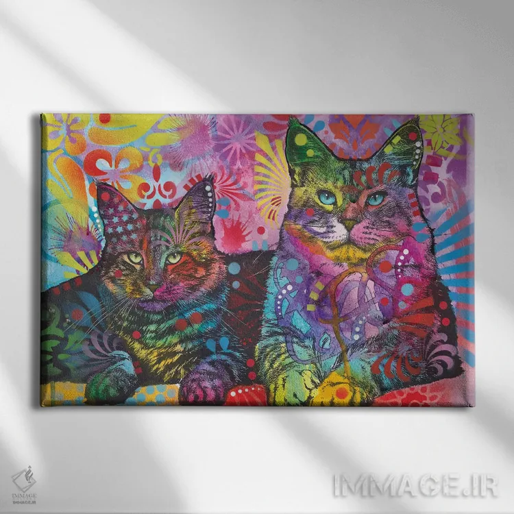 تابلو دو گربه اثر باور روسو - نمای روبهرو روی دیوار