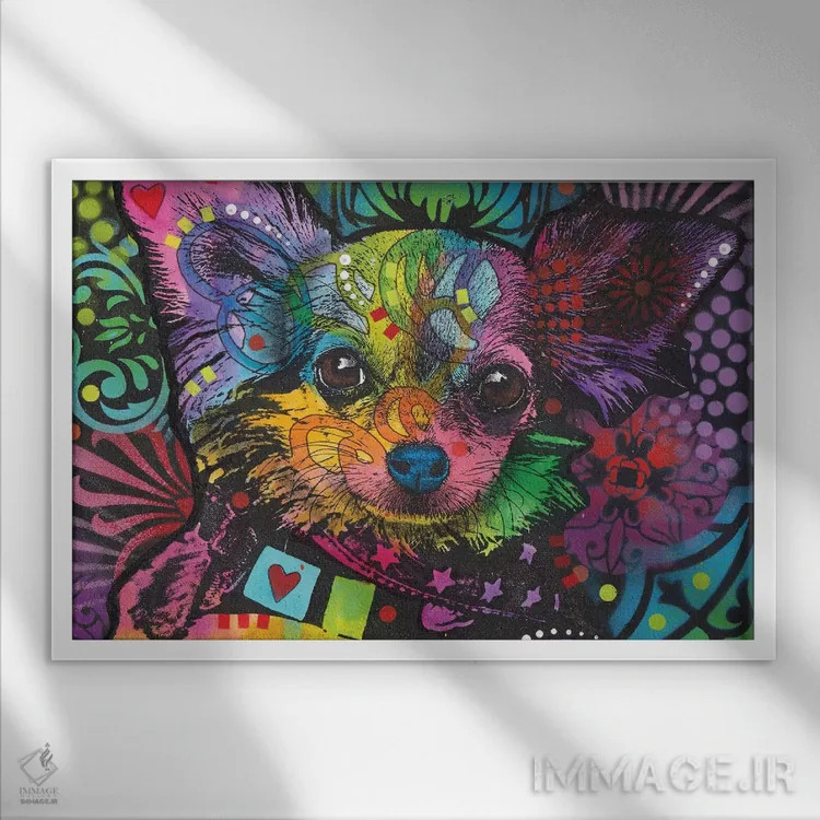 تابلو چیچی (نام کوچک یا نژاد سگ) اثر باور روسو - نمای قابدار سفید