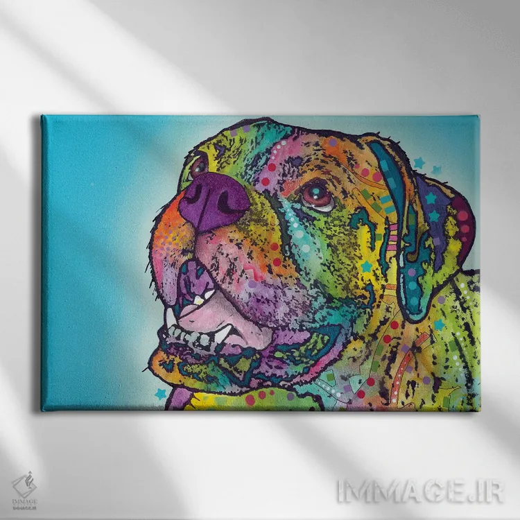 تابلو باکسر خندان (نژاد سگ) اثر باور روسو - نمای روبهرو روی دیوار