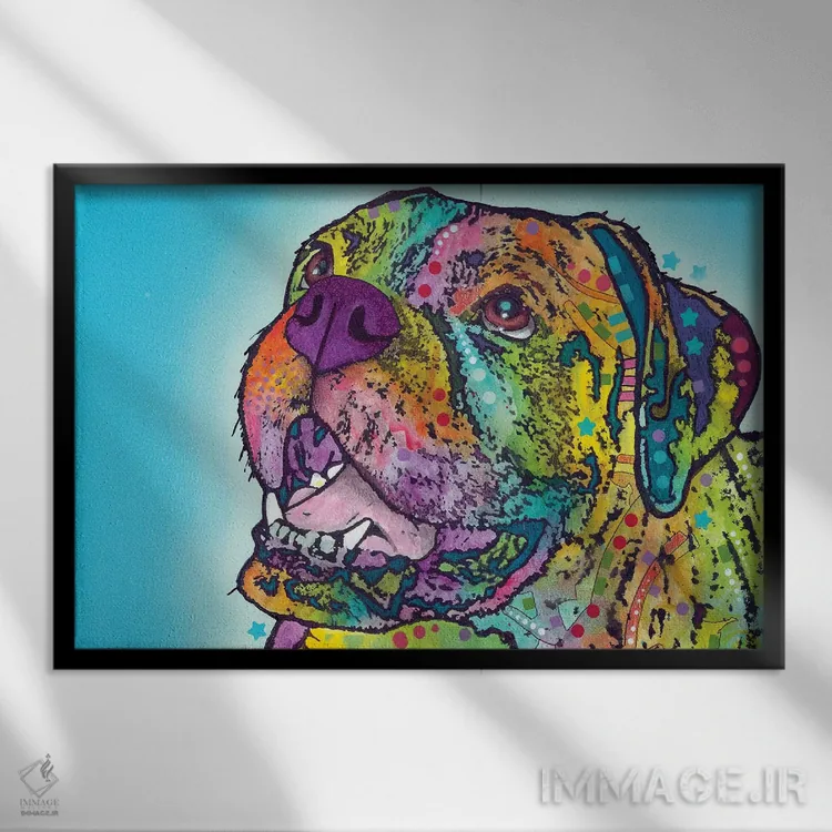 تابلو باکسر خندان (نژاد سگ) اثر باور روسو - نمای قابدار مشکی